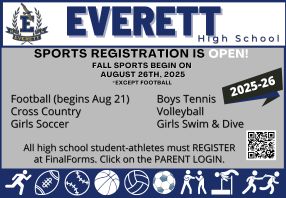 Everett High School sports registration is open for Fall 2025. 